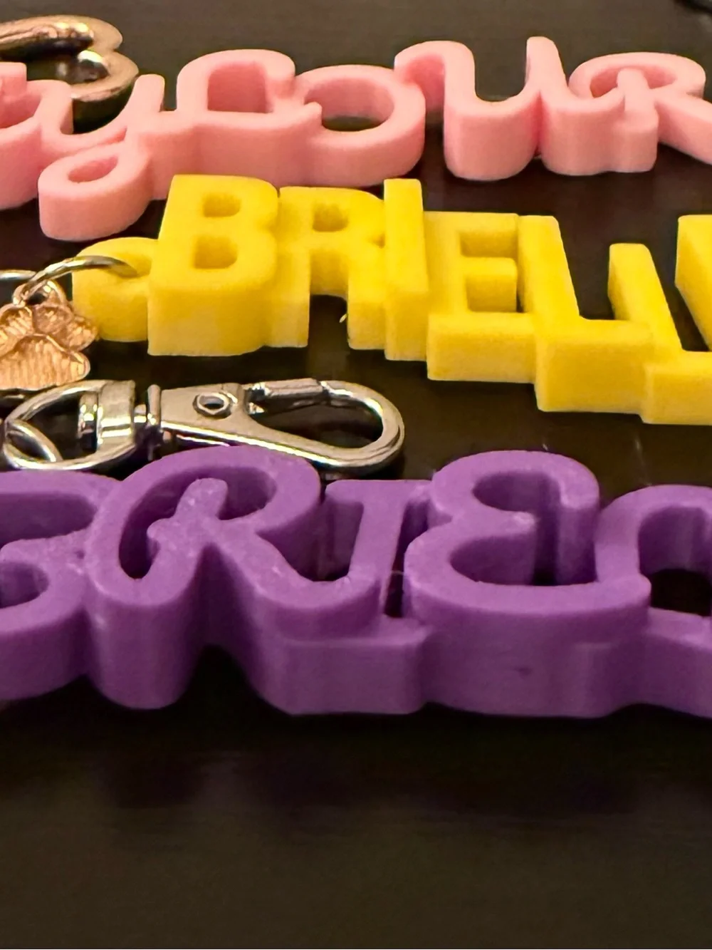 Custom Personalized Name Keychains - Pink, Yellow & Purple Set